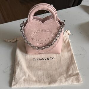 Tiffany & Co. Blush Pink Mini Leather Tote with Silver Chain
